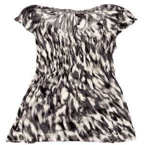 Y2K Daisy Fuentes Babydoll Top Sz XS Shirt Black White Puff Sleeves Coquette 90s